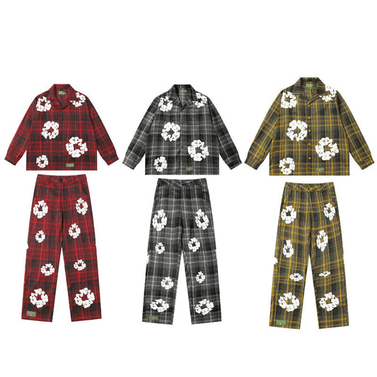 Denim Tears Long-Sleeved Shirt & Suit Pants 2 Piece Set Kapok Plaid