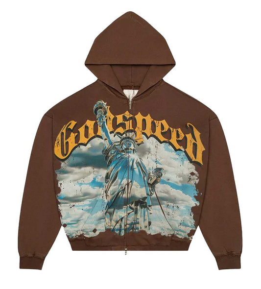 Godspeed Chrome Liberty Zip Up Hoodie Mocha