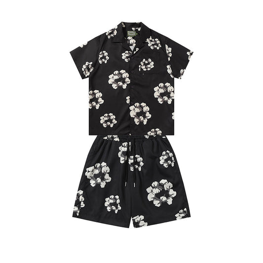 Denim Tears T shirt & Shorts 2 Piece Set Button cardigan woven